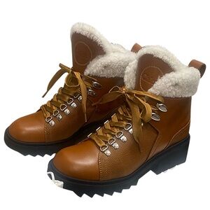 Chloe Tan Shearling-Lined Winter Boots